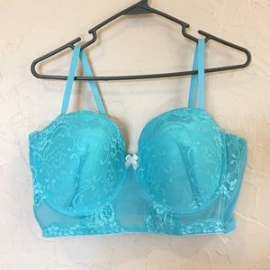BLACK FUCHSIA BRA BY 44D-TURQUOISE BLUE